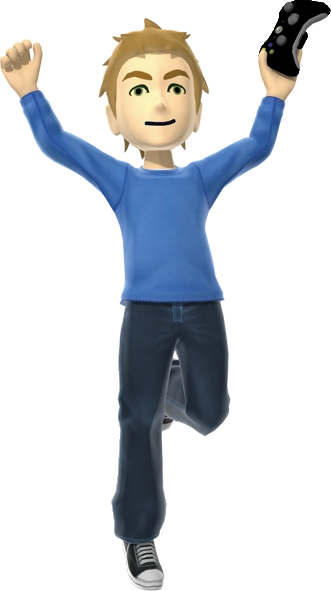 $F avatar holding a controller